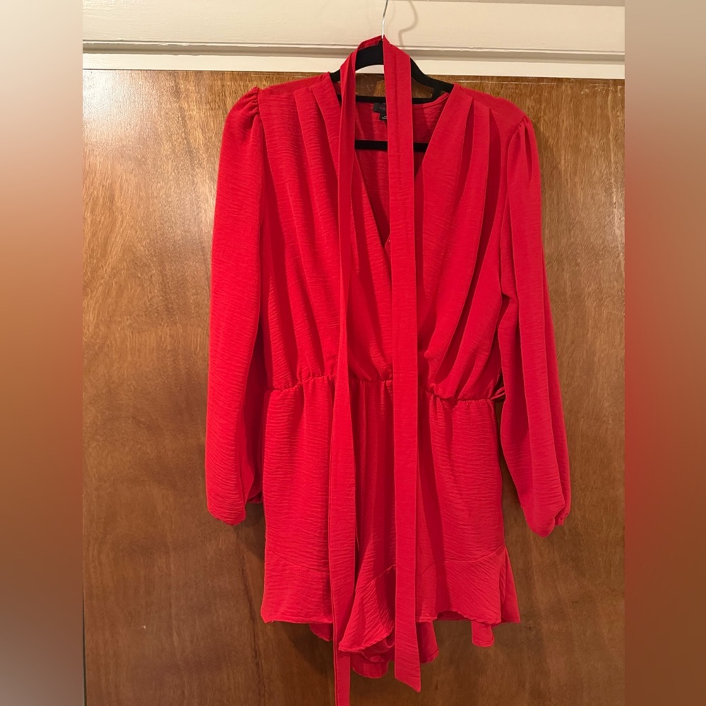 Vibrant Red Long Sleeve Romper